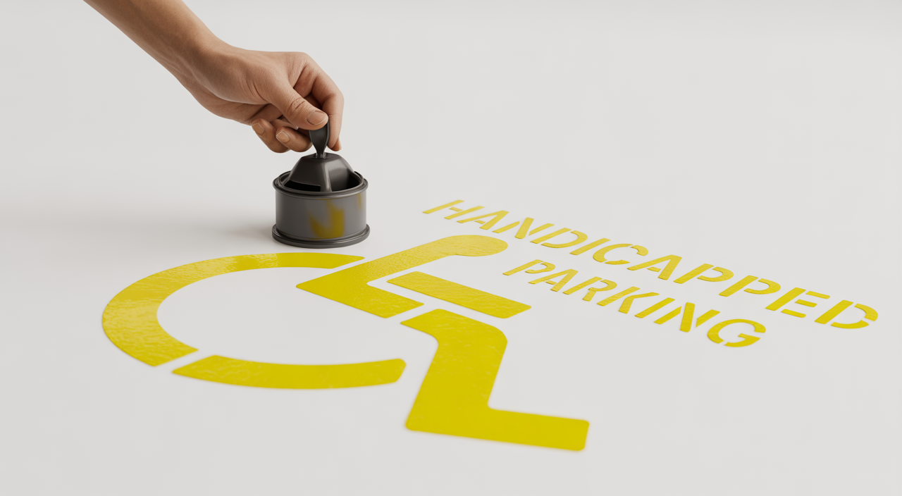 Traffic stencils on asphalt