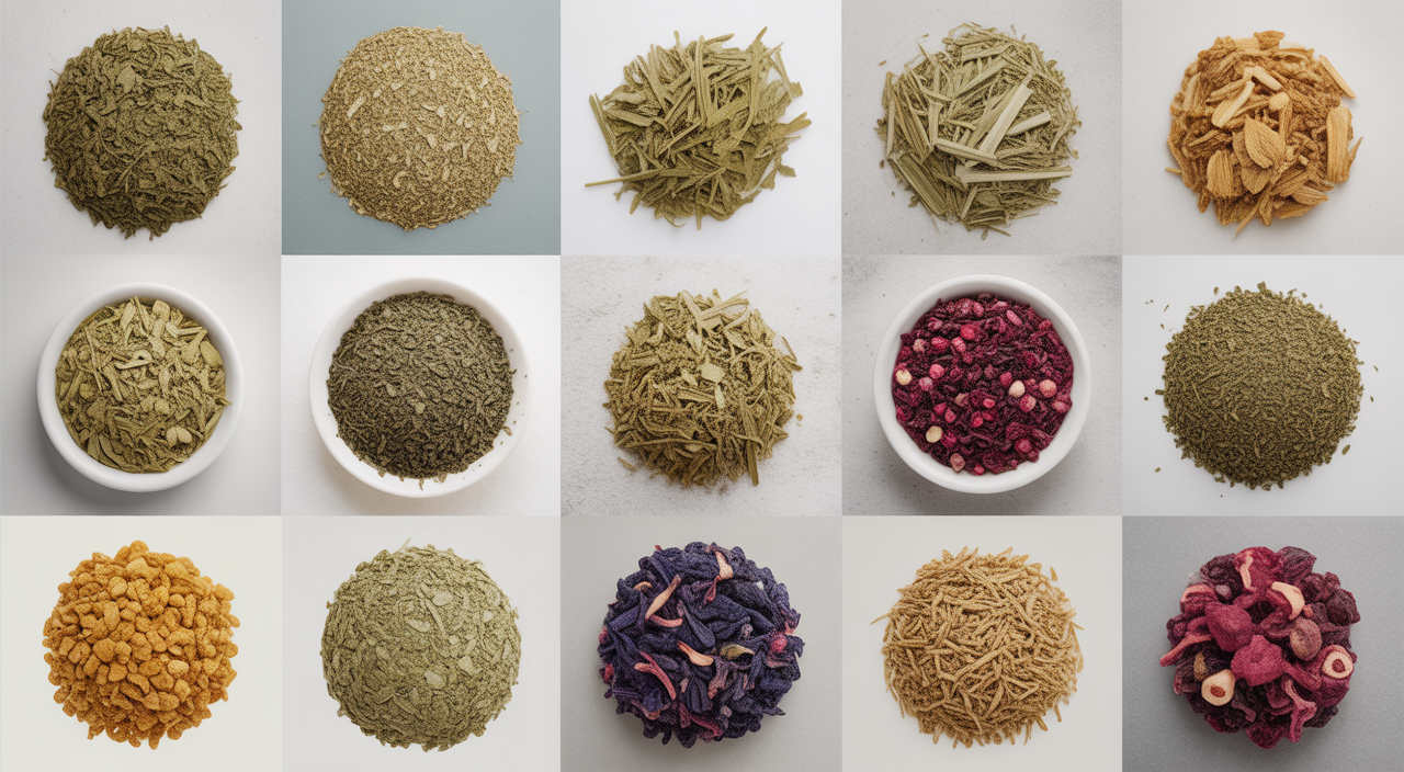 Assortment of dried herbs for natural wellness